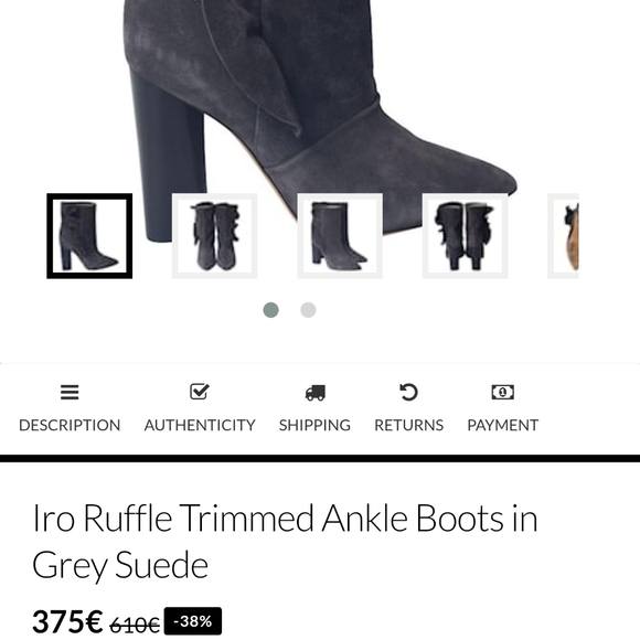 Iro Ruffle Trimmed Ankle Boots in Grey Suede - Picture 14 of 14